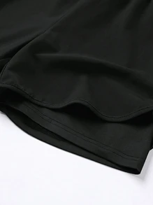 男士抽绳腰休闲运动短裤，时尚二合一设计，适合春夏季徒步旅行、骑自行车、篮球、跑步和室内冬季运动