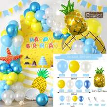 117 件卡通海绵派对装饰品，海绵主题气球花环拱门套件，黄色蓝色透明气球拱门，适用于卡通海绵生日派对用品海绵宝宝派对用品 - 彩色 - 查看 9