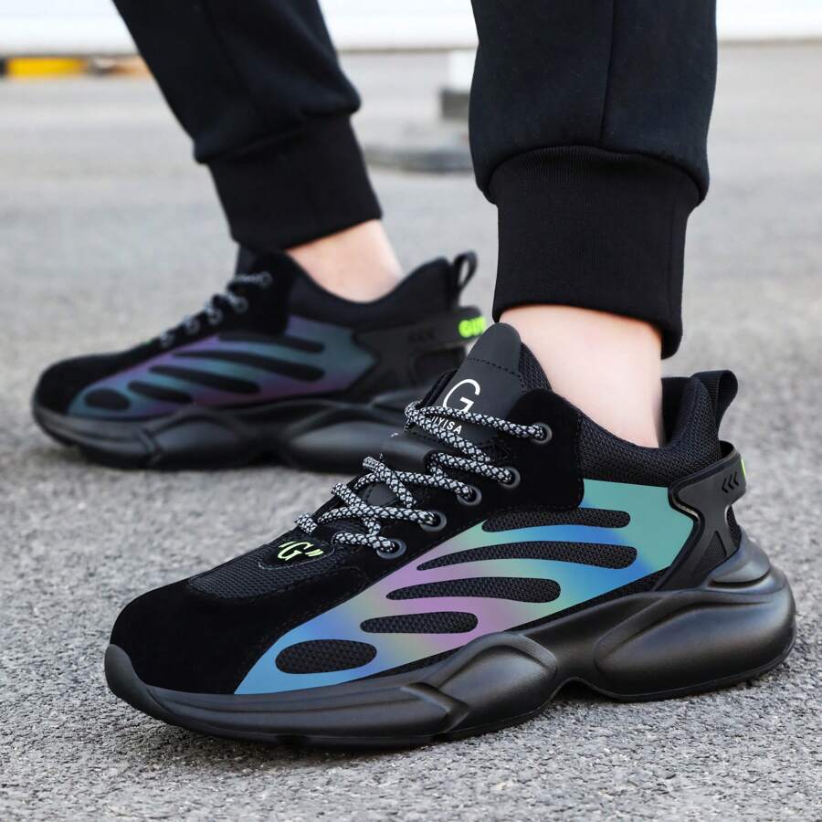 safegoat Safety Work Shoes With Steel Closed Toe, Thick Kevlar Midsole, Anti-Smash, Anti-Piercing, Lightweight, Breathable, Comfortable, Fashion, Casual, Sports, Anti-Slip, Suitable For Construction Site, Workshop, Factory - Black - View 1