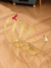 Paquete de 1 / Paquete de 2 - Túnel para gatos en forma de S, diseño de malla metálica y parche de gasa, plegable con efecto de sonido, adecuado para entretenimiento familiar en interiores y alivio del estrés - Multicolor - Ver 11