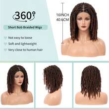 Full Double Lace Braided Wigs Knotless Spring Twisted Braids Wigs Passion Twist Wigs For Women 16 Inches Synthetic Lace Front Bob Braid Hair Wigs