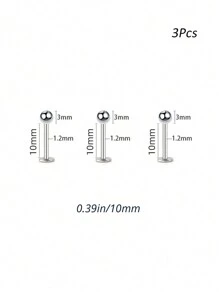 3Pcs/4Pcs 16G Stainless Steel Lip Rings Labret Nose Studs Piercing Monroe Nose Studs Cartilage Tragus Helix Earring 6/8/10/12mm