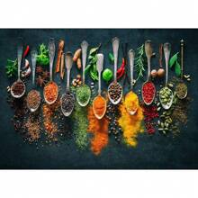 1 件无框现代烹饪香草香料寿司用具勺子墙面艺术海报帆布画奢华艺术品海报印刷家居厨房装饰植物