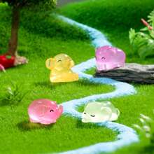 Juego de 4/8/24 adornos miniatura de elefantes, encantos de elefantes de resina que brillan en la oscuridad, pequeños juguetes de animales diminutos para hacer joyas, decoración de paisaje en miniatura, acuario (color aleatorio)