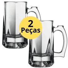 Kit 2 Canecas Zero Grau Chop Cerveja Vinho 380ml Em Vidro de Congelar