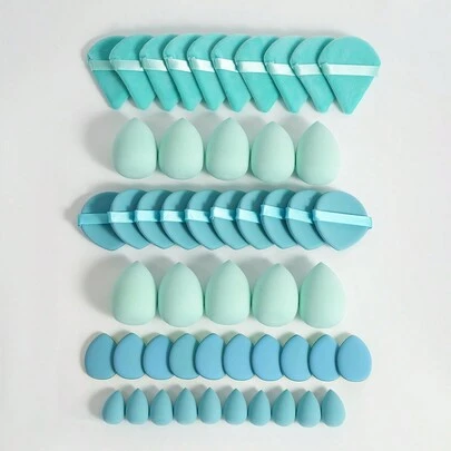 5/10/20/30/40/50/60/80/100个装美妆蛋套装，包含：10个液体粉底蛋 + 10个迷你液体粉底蛋 + 10个三角形散粉扑（用于散粉和定妆） + 10个气垫粉扑（用于上妆） + 10个迷你气垫粉扑（用于遮瑕），适用于化妆、家居装饰、梳妆台、旅行、卧室、化妆配件、粉扑、美妆蛋，价格实惠，圣诞礼物，化妆品，化妆工具，超值，礼品，女士礼物，圣诞礼物