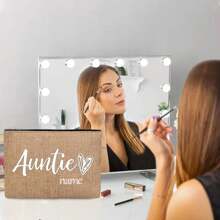 Customized Name Auntie Cosmetic Bag, Aunt Gifts For Women, Aunt Gifts For Niece And Nephew, Best Aunt Gifts For Aunts, Fun Gifts For Auntie Friends, Sisters Birthdays, Mother's Day, Christmas, Fashionable Cute Letter Pattern Storage Bags, Christmas Storage Bags, Beauty Bags, Lightweight Foldable Storage Bag, Thanksgiving Storage Bag, Thanksgiving Gift For Friends And Besties, Gift For Mother, Suitable For Personal Travel Cosmetics Hangers