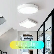 CANMEIJIA 1pc LED Ceiling Light, Cool White, Flat Panel Lamp For Home Lighting, Suitable For Living Room/Bedroom/Kitchen/Balcony/Dining Room/Hallway/Stairway/Attic, Choose Appropriate Size Based On Usage Needs, 10W/15W/20W/30W White Frame, 110V-220V - LED Panel Ceiling Light - View 7