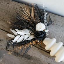 1 Pc Bohemian Style Artificial Flower Bouquet - Black And White Rose Combination, Plastic Floral Arrangement, Suitable For Home, Wedding, Vase Decoration, Perfect For Halloween, Thanksgiving, Valentine's Day, Graduation Ceremony, Valentine's Day, Gift Gifts Birthday,Fall Decor,Autumn,Fake Plants