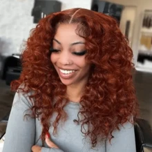New Year Festival, Christmas Day  Activities Beauty Full Density Ends 250 Density We Promise 100% Raw Human Hair,  13*6 Lace Wigs Reddish Brown Ginger Color  Ultra-Thin HD Transparent  Lace Front Wigs Upgraded Tiny Knots Real Pre Bleached 26 Inch Copper Red Deep Wave Frontal Wig 13x6 Full Lace Curly Wigs Human Hair Wedding Party Christmas Mother's Day Valentine's Day Daily Use - Reddish Brown - 查看 1