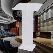 Quiltern Acrylic Lecture Podium Transparent Without Lights, Screw Model 60*40, Acrylic Lecture Podium Award Ceremony Greeting Stage With Colorful Lights Transparent Podium. - Transparent - View 3
