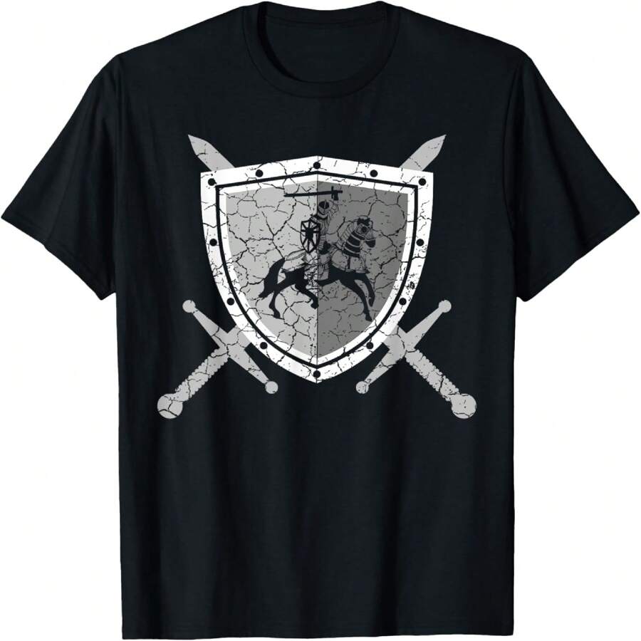 Knight Armor With Lions On The Breastplate Medieval Knight T-Shirt - Black - View 1
