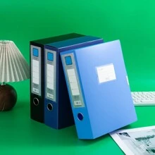 3pcs/Set A4 Colored Thick Folding File Folders Box, Customized Plastic Filing Box For Office Supplies, Contract & Document Storage - Multicolor - View 8