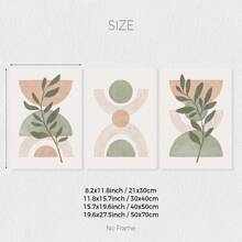 Set Of 3 Peach Green Boho Botanical Wall Arts Print, Sage Green Mid Century Print, Sage Green Canvas Posters, Natural Minimalist Wall Decor, Spring Decor, Artwork For Living Room, Bedroom, Cafe, Bar, Office, Hallway, Home And Room Decoration, Unframed Gifts Birthday Graduation