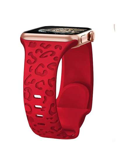 Unbeinst 1pc Leopard Print Carved Soft Silicone Watch Band, Compatible With Watch Ultra Series 10 9 8 7 SE 6 5 4 3 2 1