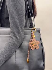 HXXOOS 1 Peça Pingente de Bolsa com Estampa de Leopardo e Estrela, com Chaveiro, Borla e Raquete de Tênis - Acessório de Bolsa de Couro PU de Alta Qualidade, Presente Perfeito para o Dia dos Namorados, Unissex, Adequado para Bolsas, Pendurar no Carro, Passeios Diários, Festas, Encontros, Viagens e Mais, Decoração Elegante para Bolsas
