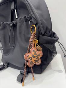 HXXOOS 1 Peça Pingente de Bolsa com Estampa de Leopardo e Estrela, com Chaveiro, Borla e Raquete de Tênis - Acessório de Bolsa de Couro PU de Alta Qualidade, Presente Perfeito para o Dia dos Namorados, Unissex, Adequado para Bolsas, Pendurar no Carro, Passeios Diários, Festas, Encontros, Viagens e Mais, Decoração Elegante para Bolsas