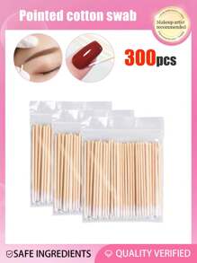 500pcs Double Headed Nail Polish Wiping Wooden Stick ,400/300/200/100/10pcs Small Tip Double Head Tattooed Eyebrows Beauty Makeup Tools For Wiping,1/2/3/4/5/6pack For Packaging Method, Disposable Ultra-Thin Cleaning Swabs, Mini Wooden Sticks For Makeup, Eyelash, Nail Cleaning, Removing Glue, Dust, Multipurpose Buds Accessories