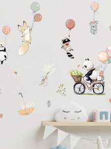 1 pieza Pegatinas de pared con globos de animales de dibujos animados lindos, impermeables y removibles de PVC para decoración del hogar y aula de jardín de infancia