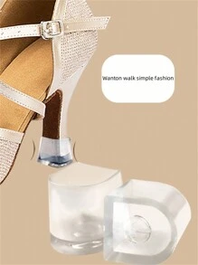 1 双女式拉丁舞鞋鞋跟保护器防滑耐磨减震可更换鞋跟垫鞋配件 - 無色 - 查看 2