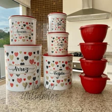 Kit de potes para mantimentos cozinha 5 peças + 4 potes redondos Boll herméticos