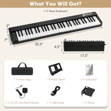 61 Key Full Size Folding Piano Semi-Weighted Keyboard MIDI Wireless Connection - US A Type Plug(110-127V) - View 2
