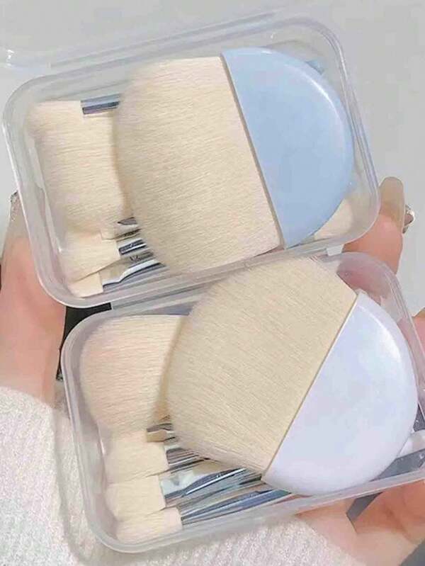 Set de 6 piezas de brochas de maquillaje de tamaño de viaje, portátil, para principiantes, polvos, rubor, correctores, pequeños y compactos para un almacenamiento fácil