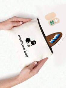1pc herbruikbare canvas tas, modieuze canvas cosmetische tas, draagbare reis toilettas met rits, reis organizer tas, cosmetische tas, toilettas, pennenetui met rits, EHBO-tas, reis medicijn opbergtas