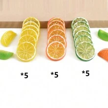 3/9/15件迷你仿真水果柠檬片，假人造塑料水果模型装饰婚礼饰品节日装饰，摄影道具，篮子展示填充水果（黄色）（绿色）（橙色）礼物生日毕业，假植物