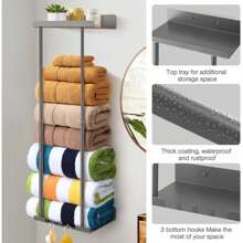 Bathroom Towel Storage Black Towel Holder Bathroom Decor Aesthetic Towel Racks For Bathroom Bath Towel Storage - Màu xám - B - Xem 4