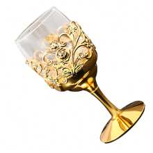 1PC Golden Goblet Wine Glass Vintage European Wine Glass Goblet For Party Gathering Wedding Use