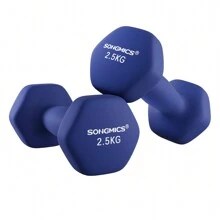 SONGMICS Set Of 2 Dumbbells, Hexagonal Dumbbells Pair, Home Workout, Fitness Training Exercise, Habour Blue - Blue - View 6
