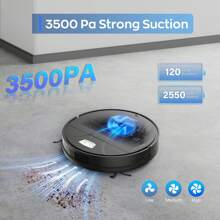 Robot Vacuum Cleaner' 3500Pa Vacuum Cleaner With Schedule' App//Wi-Fi/Alexa' Slim' Ideal For Hard Floor' Pet Hair - 1 - View 2