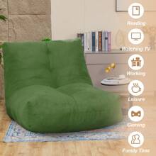 Sofá tipo puf - Sillón tipo puf Lazy Floor con relleno alto, espuma viscoelástica - Espuma de alta densidad para sala de estar, dormitorio y oficina - Verde - Ver 4