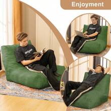 Sofá tipo puf - Sillón tipo puf Lazy Floor con relleno alto, espuma viscoelástica - Espuma de alta densidad para sala de estar, dormitorio y oficina - Verde - Ver 5