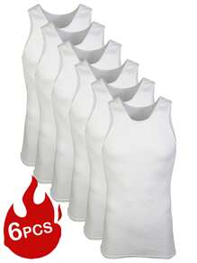 6pcs/Pack Men's Summer Casual Solid Color Sleeveless Minimalist Tank Tops - White - View 1