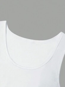 6pcs/Pack Men's Summer Casual Solid Color Sleeveless Minimalist Tank Tops - White - View 4