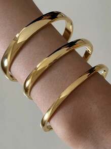 1入組女士不銹鋼魅力手鍊，復古簡潔優雅極簡輕奢手環，極富金屬風格，高光澤表面，進階扣環和設計，鈦鋼魅力手鍊