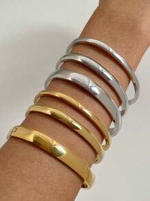 1入組女士不銹鋼魅力手鍊，復古簡潔優雅極簡輕奢手環，極富金屬風格，高光澤表面，進階扣環和設計，鈦鋼魅力手鍊