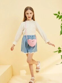 1pc Girls Cute Princess Mini Crossbody Bag, Fashion Heart Shaped Casual Travel Coin Pouch Accessory - Small Shoulder Bag - View 3
