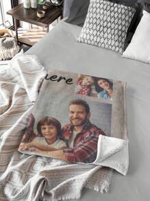 5pcs Custom Family Photo Blanket, Personalized Memory Blanket With Photos As Gift, Birthday Present - Grey - View 3