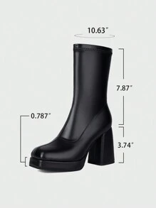 2025 秋冬女士防水厚底粗跟踝带高跟鞋，适合搭配裙子和靴子