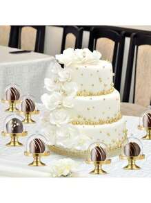 12件套迷你蛋糕架套装，带圆顶盖、塑料纸杯蛋糕托、透明甜点展示托盘、糖果巧克力容器，适用于婚礼、新娘送礼会、单身派对、毕业典礼及各种庆祝活动，嘉年华主题，节日通用，无需用电 - 彩色 - 查看 5