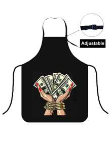 1 件烹饪围裙，女士美元和嘴唇印花围裙，创意个性化厨房防污围裙，带图案的防水防油围裙，厨房，浴室，家庭，家居