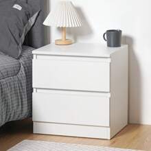 2 Drawers Nightstand For Bedroom, Bedside End Table Organizer, Small Night Stand, Wooden White Finish 17.7" X 13.8" X 18.5"