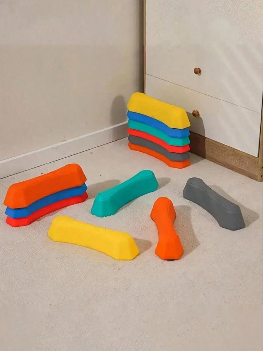 8 件平衡踏脚石装饰摆件套装 - 鲜艳的塑料平衡块，用于提高协调性、大运动技能和主动游戏 - 室内/室外健身障碍赛，非常适合感官游戏、运动发展和后院乐趣的最佳礼物