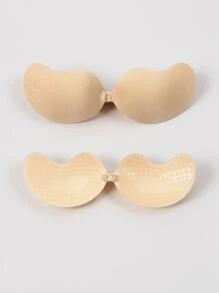 2 pares de pezoneras autoadhesivas de tono de piel, adhesivos para el pecho tipo mango, pezoneras invisibles, ropa interior y accesorios de ropa interior sin costuras, transpirables y sin tirantes para mujeres