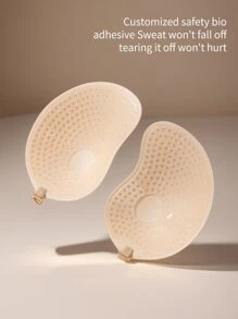 2 pares de pezoneras autoadhesivas de tono de piel, adhesivos para el pecho tipo mango, pezoneras invisibles, ropa interior y accesorios de ropa interior sin costuras, transpirables y sin tirantes para mujeres