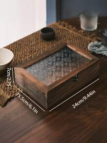 1pc Vintage Wooden Storage Box, Household Dust-Proof Flip-Cover Jewelry Box, Desktop Valuables Organizer Box, Lockable Wooden Storage Box, Home Decor Storage Box - Multicolor - View 5