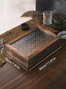 1pc Vintage Wooden Storage Box, Household Dust-Proof Flip-Cover Jewelry Box, Desktop Valuables Organizer Box, Lockable Wooden Storage Box, Home Decor Storage Box - Multicolor - View 4